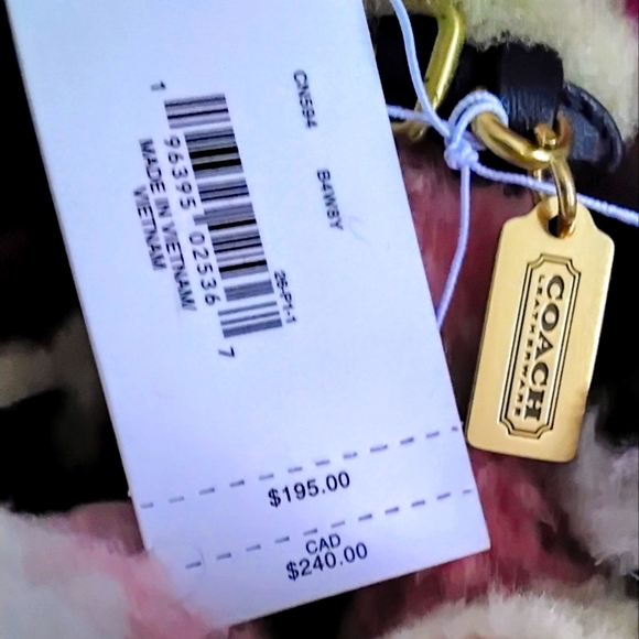 NWT COACH SHEARLING PATCHWORK BEAR BAG CHARM - Picture 4 of 12